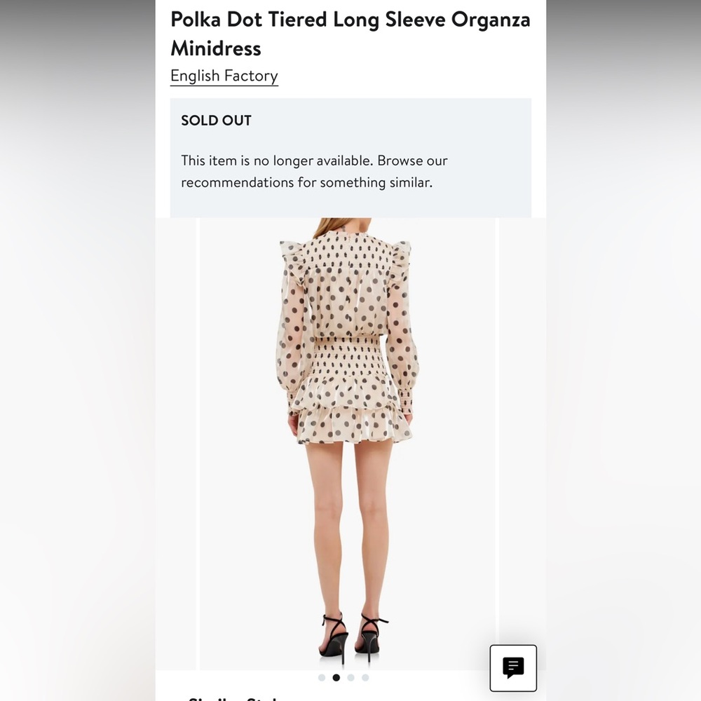 Polka Dot Tiered Long Sleeve Organza
Minidress
English Factory